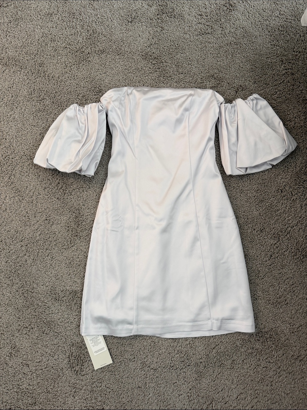 Abercrombie & Fitch Off-Shoulder Puff-Sleeve Mini Dress in White Satin